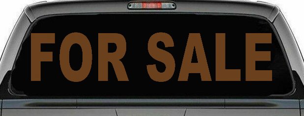 For Sale Resale Auto Car or Truck Window Vinyl Decal Sticker (Copper)