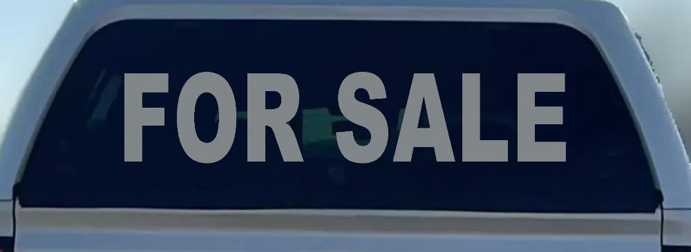 For Sale Resale Auto Car or Truck Window Vinyl Decal Sticker (Telegrey)