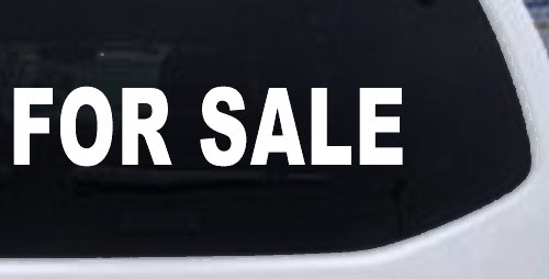 For Sale Resale Auto Car or Truck Window Decal Sticker (White)