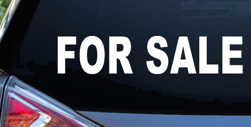 For Sale Resale Auto Car or Truck Window Decal Sticker (White)