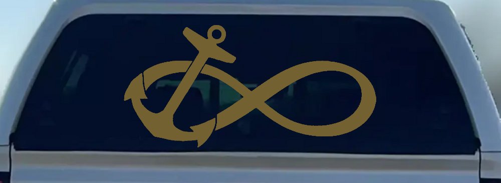 Anchor Infinity Car or Truck Window Vinyl Decal Sticker (Gold)