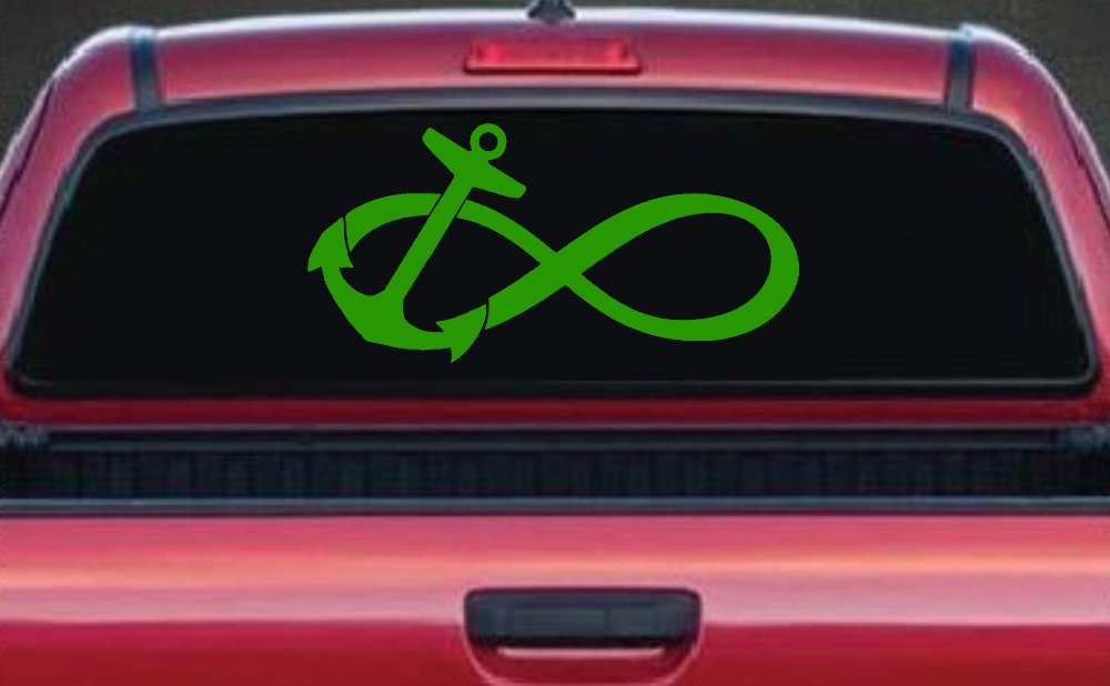 Anchor Infinity Car or Truck Window Decal Sticker (Lime)
