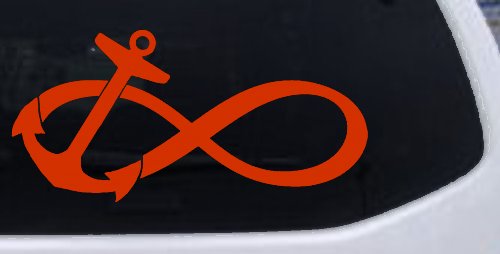 Anchor Infinity Car or Truck Window Decal Sticker (Orange Red)