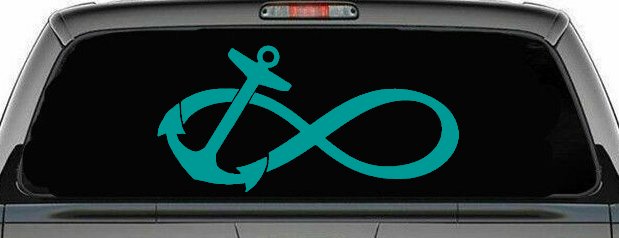 Anchor Infinity Car or Truck Window Decal Sticker (Turquoise)