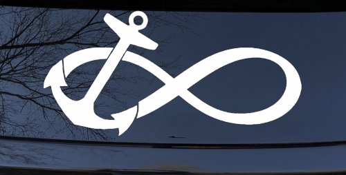Anchor Infinity Car or Truck Window Vinyl Decal Sticker (White)