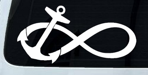 Anchor Infinity Car or Truck Window Vinyl Decal Sticker (White)