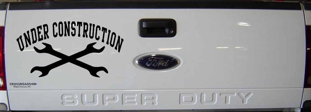 Under Construction Crossed Wrenches Motor Sports Car or Truck Window Decal Sticker