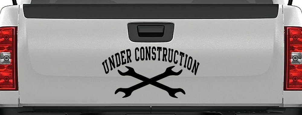 Under Construction Crossed Wrenches Motor Sports Car or Truck Window Decal Sticker