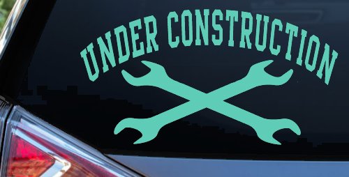 Under Construction Crossed Wrenches Motor Sports Car or Truck Window Decal Sticker (Mint)