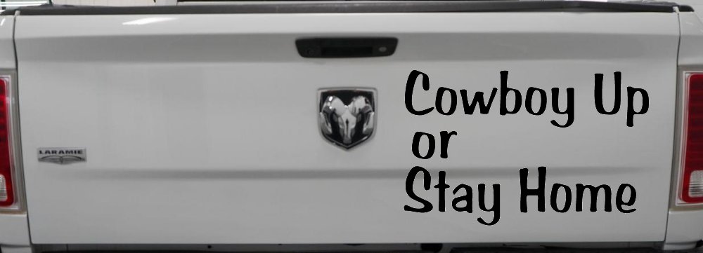 Cowboy Up Or Stay Home Western Car or Truck Window Decal Sticker (Black)