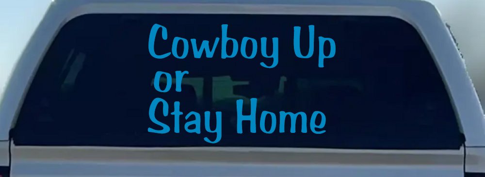 Cowboy Up Or Stay Home Western Car or Truck Window Decal Sticker