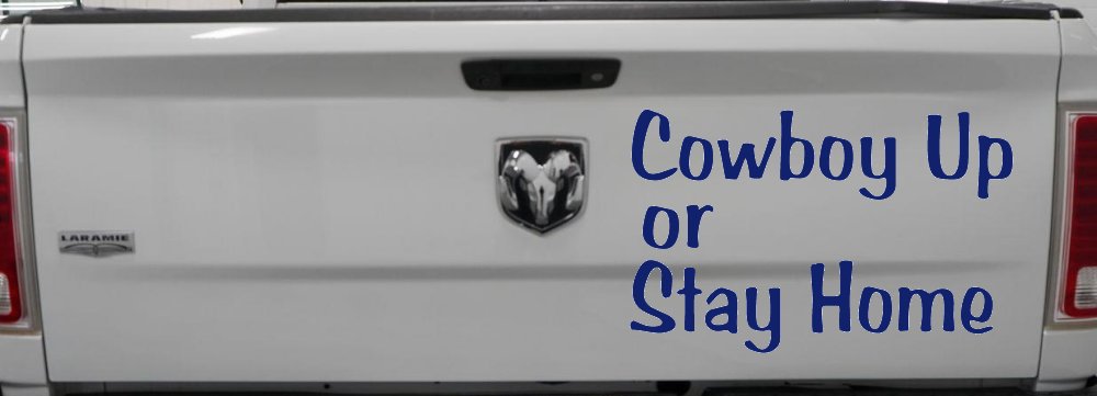 Cowboy Up Or Stay Home Western Car or Truck Window Decal Sticker