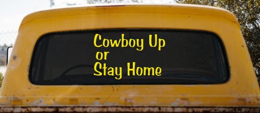 Cowboy Up Or Stay Home Western Car or Truck Window Decal Sticker (Yellow)