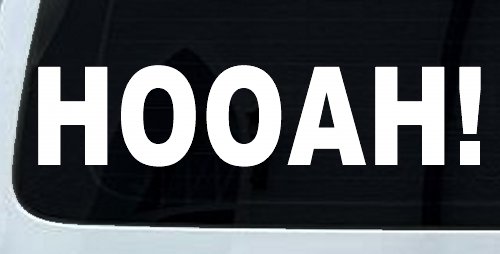 Army Hooah Military Car or Truck Window Vinyl Decal Sticker (White)