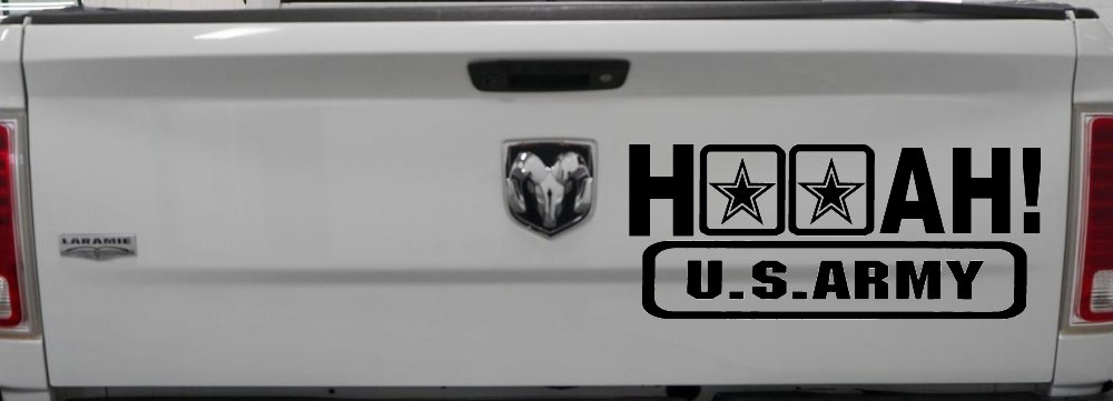 Hooah US Army Military Car or Truck Window Decal Sticker (Black)