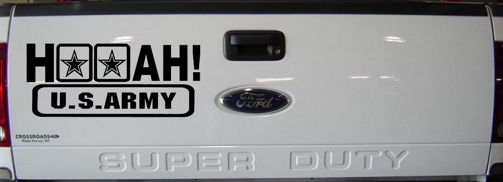 Hooah US Army Military Car or Truck Window Vinyl Decal Sticker (Black)