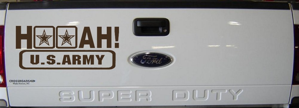 Hooah US Army Military Car or Truck Window Vinyl Decal Sticker (Brown)