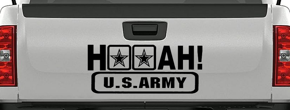 Hooah US Army Military Car or Truck Window Decal Sticker (Matte Black)