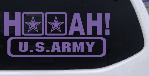 Hooah US Army Military Car or Truck Window Decal Sticker (Purple)