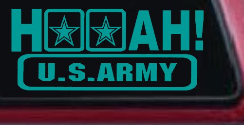 Hooah US Army Military Car or Truck Window Decal Sticker (Turquoise)