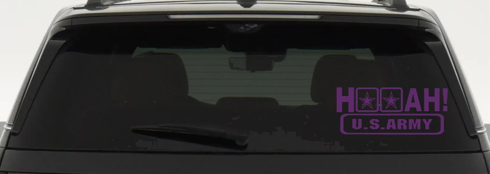 Hooah US Army Military Car or Truck Window Decal Sticker (Violet)