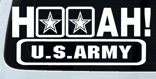 Hooah US Army Military Car or Truck Window Decal Sticker (White)