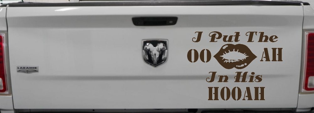I Put The OO AH In His HOOAH Military Car or Truck Window Decal Sticker (Brown)