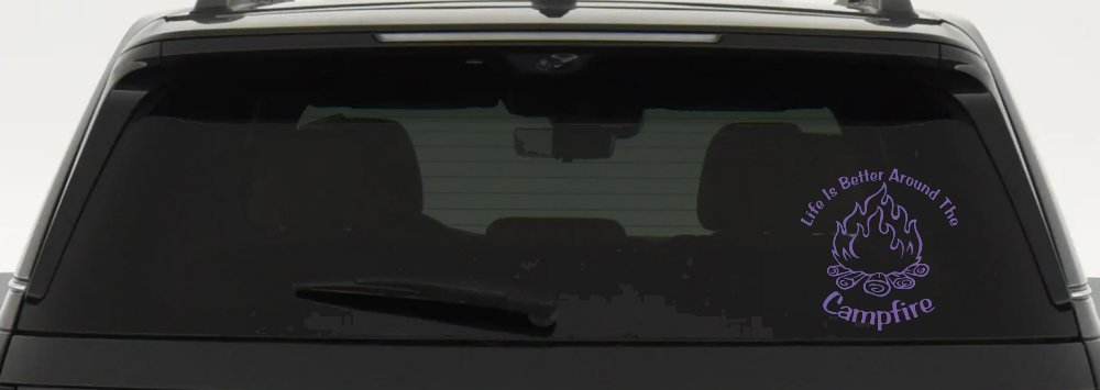 Life Is Better Around The Campfire Camping Hiking Hunting And Fishing Car or Truck Window Vinyl Decal Sticker (Purple)