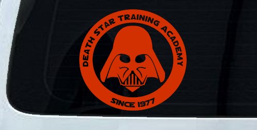 Star Wars Death Star Training Academy Darth Vader Sci Fi Car or Truck Window Decal Sticker (Orange Red)