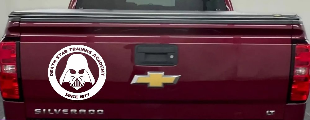 Star Wars Death Star Training Academy Darth Vader Sci Fi Car or Truck Window Decal Sticker (White)