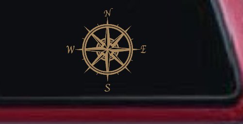 Compass Rose Car or Truck Window Decal Sticker (Light Brown)