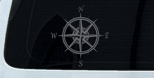 Compass Rose Car or Truck Window Decal Sticker (Silver)