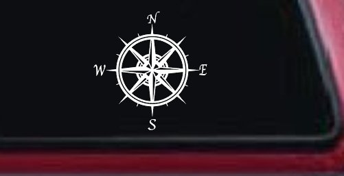 Compass Rose Car or Truck Window Vinyl Decal Sticker (White)