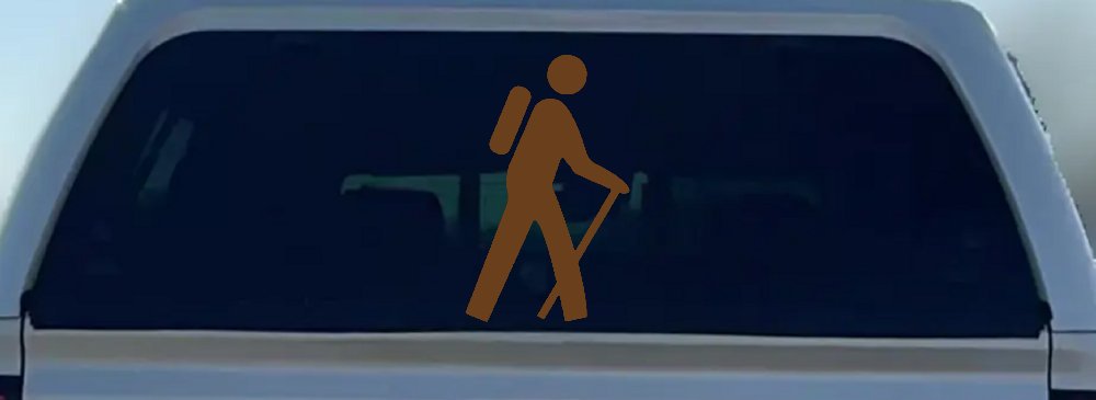 Hiking Hiker Stick Figure Car or Truck Window Decal Sticker (Copper)