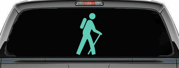 Hiking Hiker Stick Figure Car or Truck Window Decal Sticker