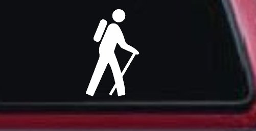 Hiking Hiker Stick Figure Car or Truck Window Decal Sticker