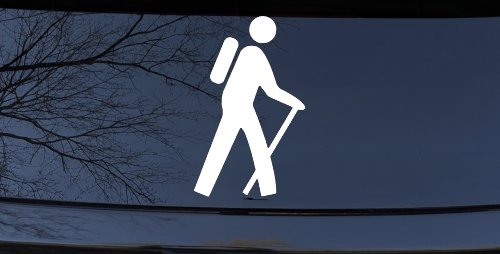 Hiking Hiker Stick Figure Car or Truck Window Decal Sticker