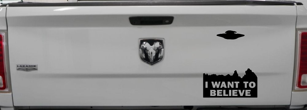 X Files I Want To Believe Space Ship Aliens Sci Fi Car or Truck Window Decal Sticker (Black)