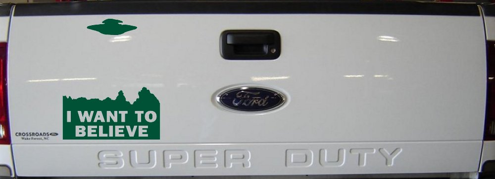 X Files I Want To Believe Space Ship Aliens Sci Fi Car or Truck Window Decal Sticker (Dark Green)