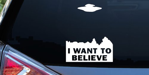 X Files I Want To Believe Space Ship Aliens Sci Fi Car or Truck Window Vinyl Decal Sticker (White)