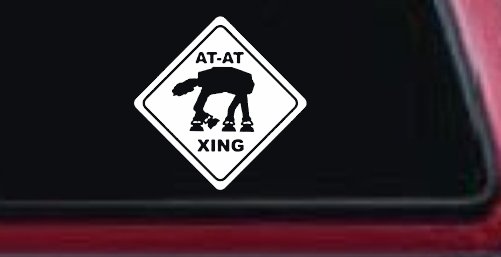 Star Wars AT AT Crossing Xing Sci Fi Car or Truck Window Vinyl Decal Sticker (White)