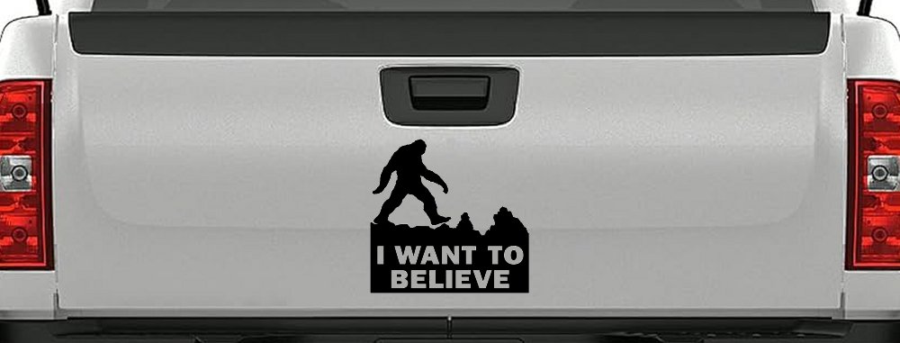 I Want To Believe Bigfoot Sasquatch Yetti Car or Truck Window Decal Sticker (Black)