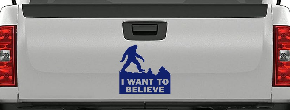 I Want To Believe Bigfoot Sasquatch Yetti Car or Truck Window Decal Sticker (Navy)