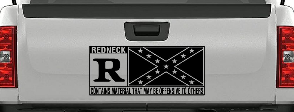 Rated R Redneck Confederate Flag  Country Car or Truck Window Vinyl Decal Sticker (Black)