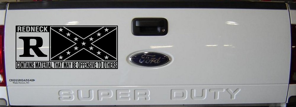 Rated R Redneck Confederate Flag  Country Car or Truck Window Decal Sticker (Black)