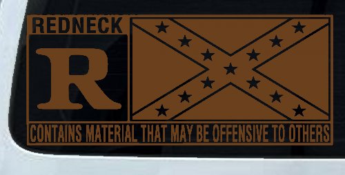Rated R Redneck Confederate Flag  Country Car or Truck Window Decal Sticker (Copper)