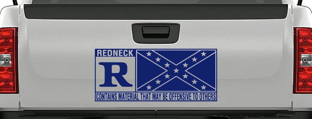 Rated R Redneck Confederate Flag  Country Car or Truck Window Decal Sticker (Navy)
