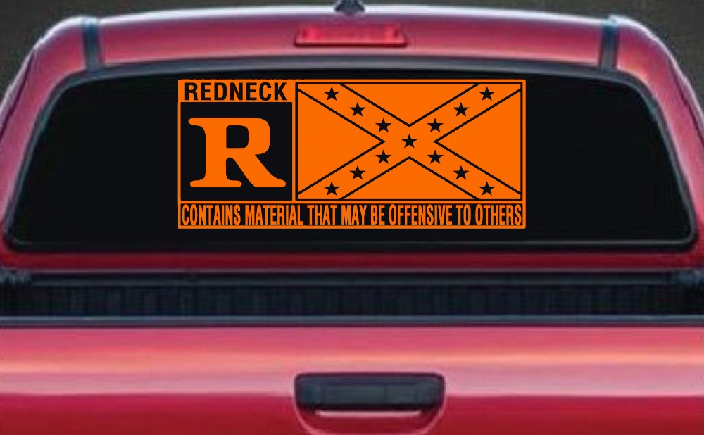 Rated R Redneck Confederate Flag  Country Car or Truck Window Vinyl Decal Sticker (Orange)
