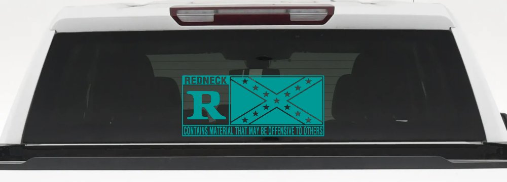 Rated R Redneck Confederate Flag  Country Car or Truck Window Decal Sticker (Turquoise)