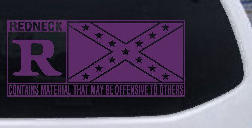 Rated R Redneck Confederate Flag  Country Car or Truck Window Decal Sticker (Violet)